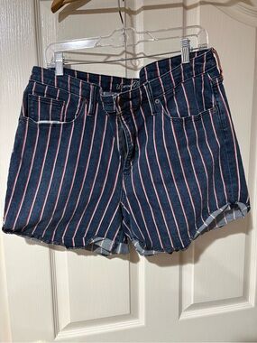 Universal Thread- Striped Navy and Red Women's Denim Shorts